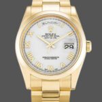Rolex Day-Date 118208 Yellow Gold White Dial Roman Numeral 36mm Unisex Replica Watch