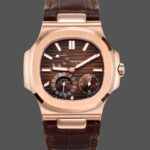 Patek Philippe Nautilus Moon Phases Rose & White Gold Slate Brown Dial 5712GR 001