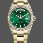 Rolex Day-Date 118388 Diamond Dezel Green Index Dial 36MM Unisex Replica Watch