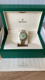 Rolex Datejust 31 Yellow Gold Olive Green Floral Motif Diamond Dial m278273 0031 - Image 11