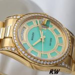 Rolex Day-Date 118388 Yellow Gold Green Diamond Diamond Dial 36MM Unisex Replica Watch - Image 3