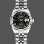 Rolex Datejust 179174 Sunbeam Black Roman Dial Fluted Bezel 26MM Lady Replica Watch