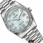 Rolex Day-Date 118239 Mother of Pearl White Dial Fluted Bezel 36mm Unisex Replica Watch - Image 2
