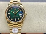 Rolex Day-Date 128238 Fluted Bezel Green Diamond Dial 36MM Unisex Replica Watch - Image 3