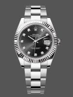 Rolex Datejust 41 Fluted Bezel Black Diamond Dial m126334 0011 Mens Replica Watch