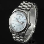 Rolex Day-Date 118206 Ice Blue Dial Polished Platinum Bezel 36mm Unisex Replica Watch - Image 3