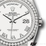 Rolex Day-Date 128349RBR White Roman Dial Diamond Bezel 36MM Unisex Replica Watch - Image 2