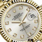 Rolex Datejust 279178 Silver Diamond Dial Yellow Gold 28mm Lady Replica Watch - Image 2
