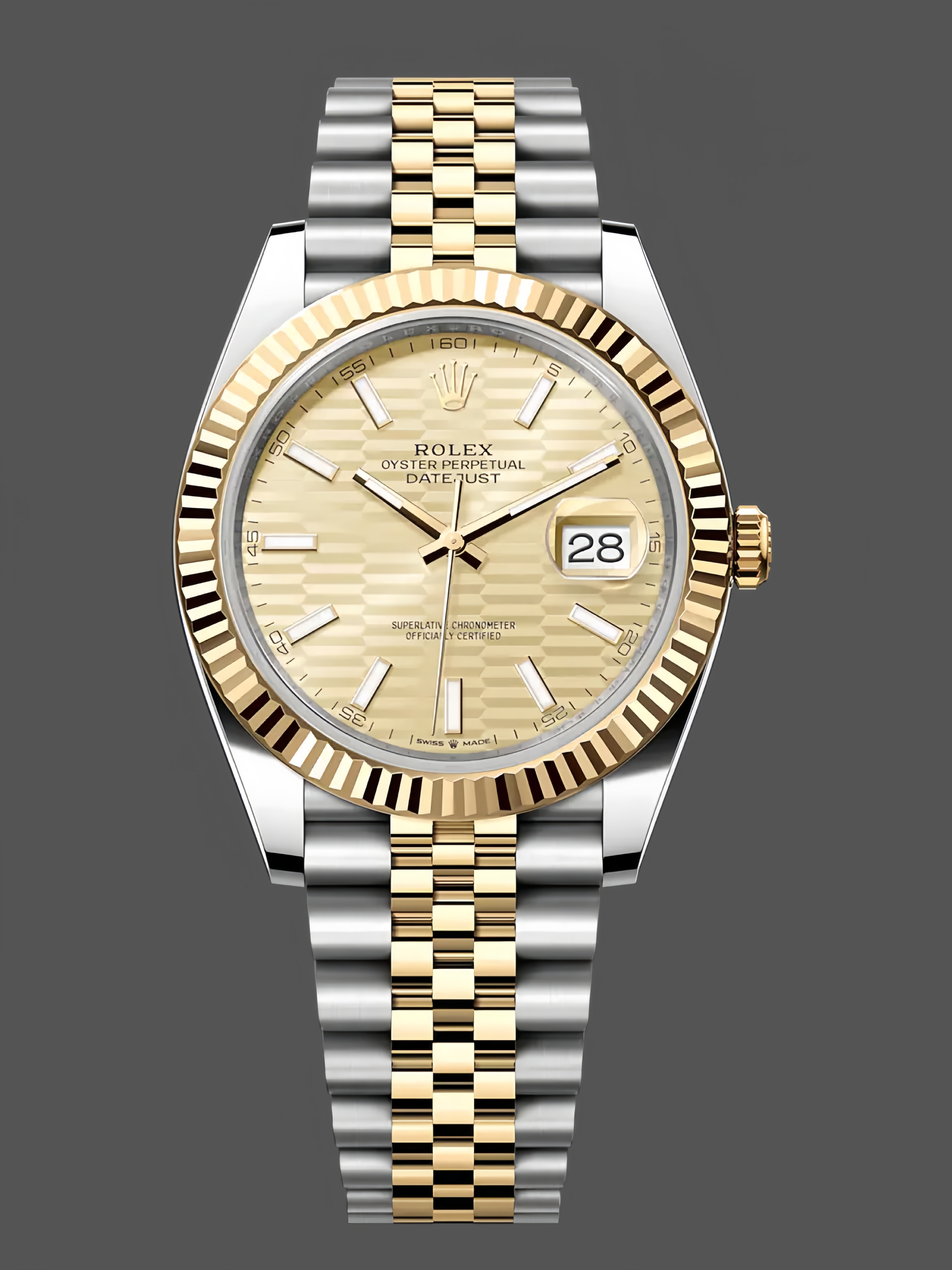 93BA82F3-C663-9A9A-3F2F-33BC09A9DEAA Rolex Datejust 126233 Champagne Motif dial Fluted Bezel 36MM Unisex Replica Watch - Image 1