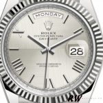 Rolex Day-Date 228239 Silver Quadrant Motif Roman Dial Fluted Bezel 40mm Mens Replica Watch - Image 5