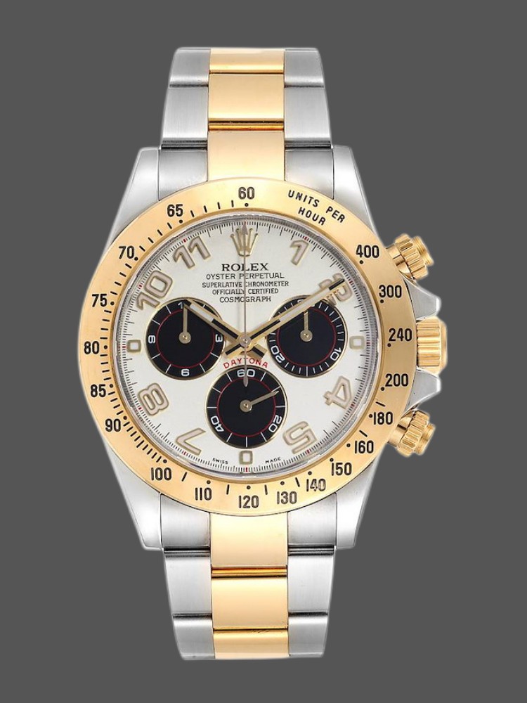 94D76636-CBC5-81A4-2E76-D9577837715D Rolex Daytona 116523 White Arabic Panda Dial 40mm Mens Replica Watch - Image 1