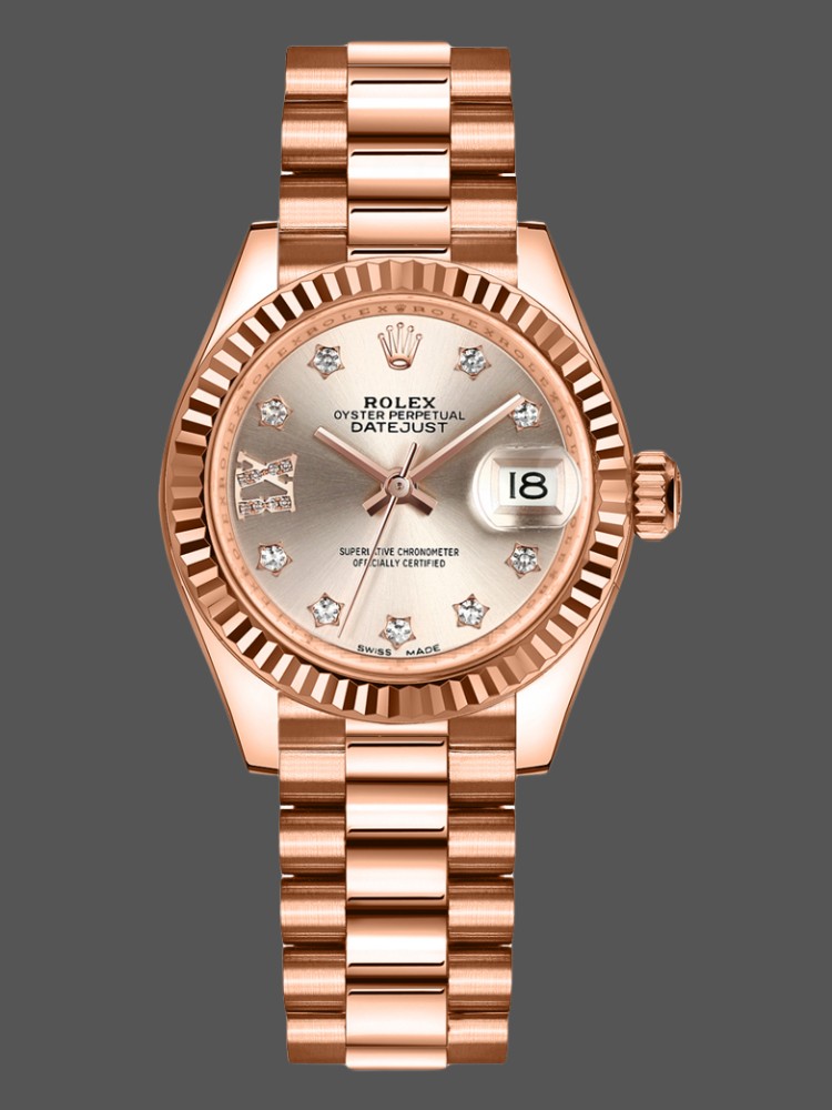 94D86992-D9E2-769F-FB05-32E6D1B07EC3 Rolex Datejust 279175 Sundust Diamonds Dial Fluted Bezel 28mm Lady Replica Watch - Image 1
