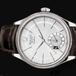 Rolex Cellini Dual Time 50529 Silver Dial Brown Strap 39mm Mens Replica Watch - Image 4