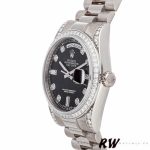 Rolex Day-Date 118389 White Gold Black Diamond Dial 36MM Unisex Replica Watch - Image 4