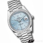 Rolex Day-Date 228396TBR Ice Blue Diagonal Motif Dial Diamond Bezel 40mm Mens Replica Watch - Image 3