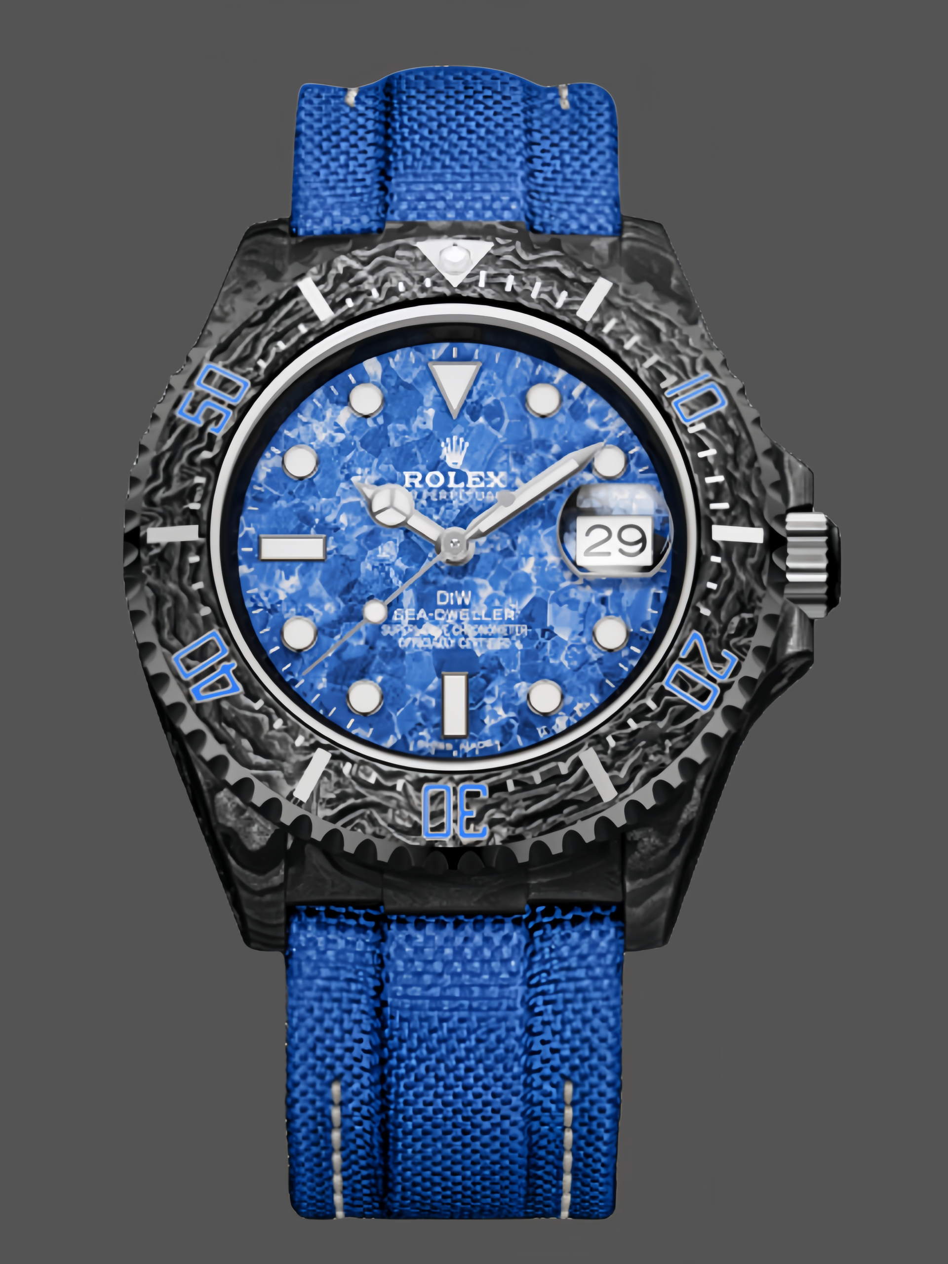 967DE2B8-A05F-215D-CD01-4C5F43B984FB Rolex Sea Dweller Customized DiW Carbon Fiber Ocean Blue Dial - Image 1
