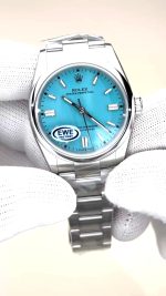 2024 Rolex Oyster Perpetual 126000 Stainless Steel Baby Blue Dial Replica Watch - Image 2