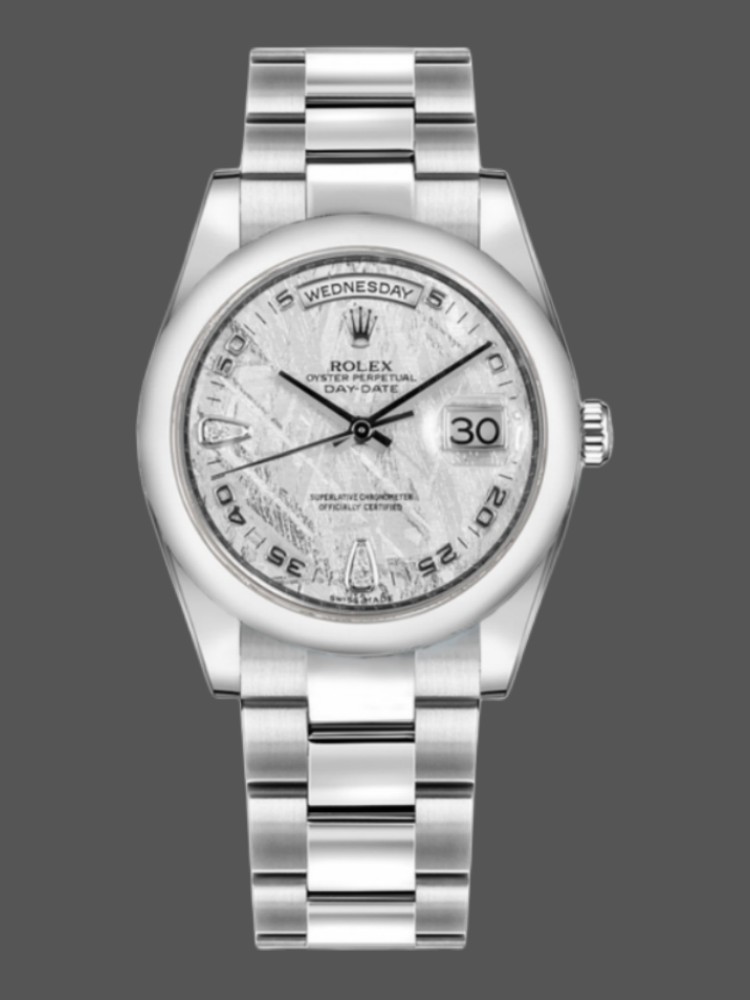 975F5627-F9D5-06D6-2F99-B3B6F3ABBF4E Rolex Day-Date 118209 White Gold Meteorite Grey Dial 36mm Unisex Replica Watch - Image 1