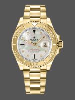 Rolex Yacht-Master 168628 White MOP Dial Yellow Gold 35MM Unisex Replica Watch