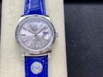 Rolex Day Date 36 White Gold Silver Dial 118139 0097 Blue Leather Strap - Image 3