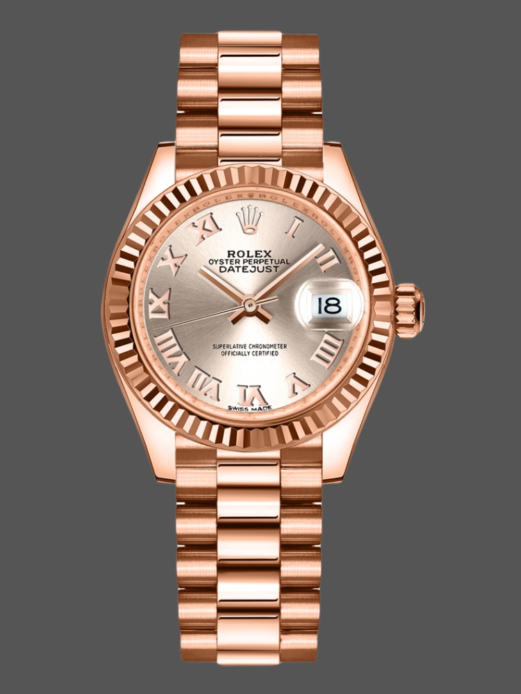 99262665-EEAB-BC9D-2C16-968DDE3AAA8F Rolex Datejust 279175 Sundust Roman Numeral Dial Fluted Bezel 28mm Lady Replica Watch - Image 1