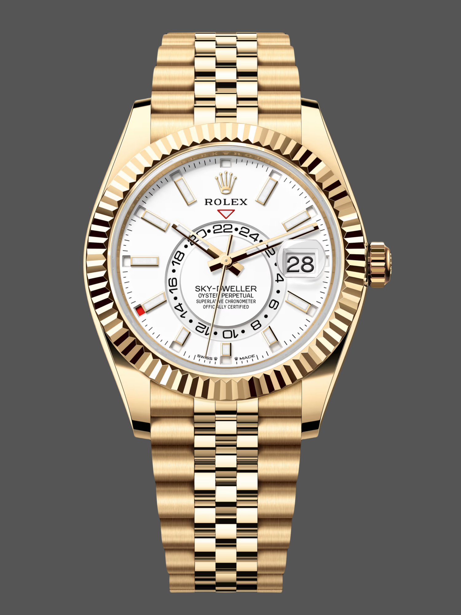 99CCD99E-8192-5B8D-E3A0-34A9615EDC47 Rolex Sky Dweller 42 Yellow Gold GMT White Dial Jubilee Style M336938 0006 Men's Watch - Image 1