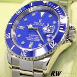 Rolex Submariner 16610 Stainless Steel Blue Bezel Diamond Dial 40mm Mens Replica Watch - Image 3