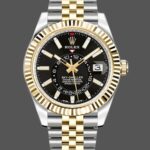 Rolex Sky-Dweller 326933 Stainless Steel Yellow Gold Black Dial 42MM Mens Replica Watch