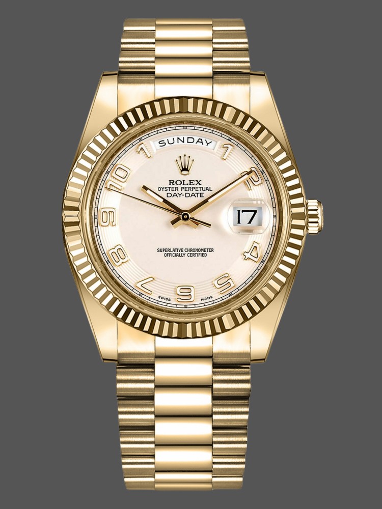 9C309A7F-9F4E-C944-A515-16B1116C1AF1 Rolex Day-Date 218238 Ivory Dial Yellow Gold 41MM Mens Replica Watch - Image 1