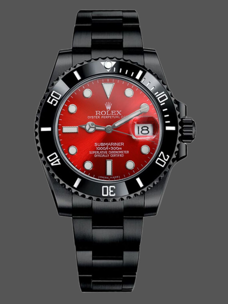 9D1E781E-255E-EEA1-1443-6757181C4596 Rolex Submariner Date 116610LN Red Dial Black PVD/DLC Stainless Steel 40MM Mens Replica Watch - Image 1