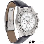 Rolex Daytona 116519 White Dial Black Leather strap 40mm Mens Replica Watch - Image 2