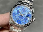 Rolex Datejust 31 Stainless Steel and White Gold Azzuro-Blue-Floral-Motif Diamond Dial m278274-0035 - Image 5