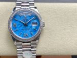 Rolex Day Date 36 Platinum Turquoise Diamond-Set Roman Dial Diamond Bezel m128396tbr 0016 - Image 3