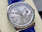 Rolex Day Date 36 White Gold Silver Dial 118139 0097 Blue Leather Strap - Image 4