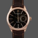 Rolex Cellini Date 50515 Brown Leather Black Index Dial 39mm Mens Replica Watch