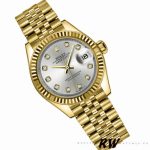 Rolex Datejust 279178 Silver Diamond Dial Yellow Gold 28mm Lady Replica Watch - Image 3