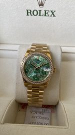 Rolex Datejust 31 Yellow Gold Olive Green Floral Motif Diamond Bezel M278288RBR 0038 - Image 5