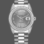 Rolex Day-Date 118389 Rhodium Grey Roman Numeral Dial 36MM Unisex Replica Watch