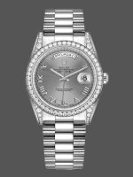 Rolex Day-Date 118389 Rhodium Grey Roman Numeral Dial 36MM Unisex Replica Watch