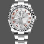 Rolex Oyster Perpetual Air-King 114234 Silver Orange Arabic Dial 34mm Unisex Replica Watch
