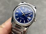 Rolex Day Date 36 36mm Bright Blue Diamond-Set Dial Fluted Bezel Presi m128236 0023 - Image 5