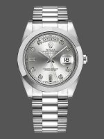 Rolex Day-Date 218206 Silver Diamond Dial Platinum 41MM Mens Replica Watch