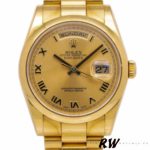Rolex Day-Date 118208 Champagne Dial Roman Numerals 36mm Unisex Replica Watch - Image 2