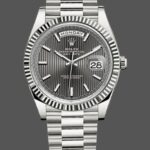 Rolex Day-Date 228239 Dark Rhodium Grey Dial Fluted Bezel 40mm Mens Replica Watch