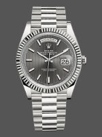Rolex Day-Date 228239 Dark Rhodium Grey Dial Fluted Bezel 40mm Mens Replica Watch