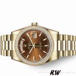 Rolex Day Date 118348 Chocolate Brown Dial Yellow Gold 36mm Unisex Replica Watch - Image 4