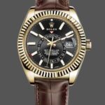 Rolex Sky-Dweller 326138 Black Dial Yellow Gold 42MM Mens Replica Watch