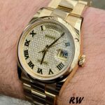 Rolex Day-Date 118238 Yellow Gold Pave diamond dial 36mm Unisex Replica Watch - Image 2