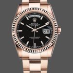 Rolex Day-Date 118235 Black Dial Fluted Bezel 36mm Unisex Replica Watch