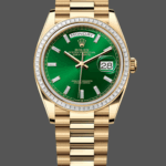Rolex Day Date 36mm Green Dial Diamond-Set Bezel President Bracelet m128398tbr 0035